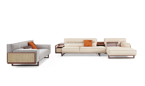 ชุดโซฟาหนังวอลนัทหรูหราระดับไฮเอนด์ดีไซน์คลาสสิกและดั้งเดิม - Product Image 3