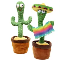 Amazon Mainan Kaktus Listrik Simulasi Mewah Lembut 32Cm Mainan Menari Mewah Kartun TV Menari Kaktus