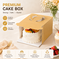 Boîte à gâteau d'anniversaire pliable personnalisée, fenêtre transparente de 4 pouces/6 pouces/8 pouces, processus de marquage à chaud du logo