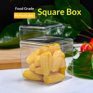 Caja de plástico PS cuadrada transparente con tapa de hebilla interior, 300 ml, apta para alimentos, para envasado de confitería y alimentos secos - Product Image 6