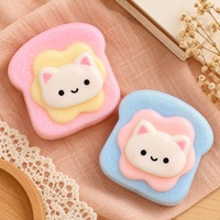 Mainan Squishy Roti Panggang Kucing, Pereda Stres, Fidget Toy dengan Alas Roti Panggang Pastel, Ide Hadiah untuk Pecinta Kucing Pastel dan Permainan Sensorik