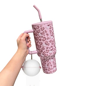 卡通图案 40 盎司 猫印花保温杯 儿童水瓶 水杯 带手柄 保温杯 节日礼物 - Product Image 2