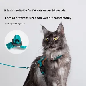 Conjunto de correa de arnés de gato <span class=keywords><strong>Bobo</strong></span>, suministros para mascotas Estilo Chaleco de moda, botón de nailon acolchado con patrón sólido, cómodo para tu gato - Product Image 2