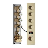 Mitigeur de douche thermostatique multifonction 4 fonctions en laiton brossé doré avec vanne inverseur