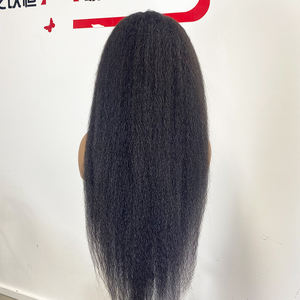 Cheveux humains crépus bouclés de couleur naturelle perruque sans colle vendeurs 12A cheveux vierges 13x4 180% densité longues perruques cheveux humains dentelle frontale - Product Image 3