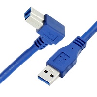 Kabel Printer USB 3.0 Tipe A Male ke USB B High Speed 5Gbps Sudut Kanan 90 Derajat untuk Epson HP