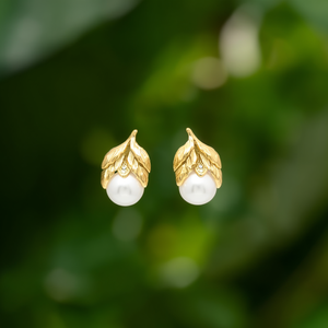 ต่างหูแฟชั่นแบบห้อย ชุบทอง PVD สแตนเลสสตีล 316L ประดับมุกและเพชร - Product Image 3