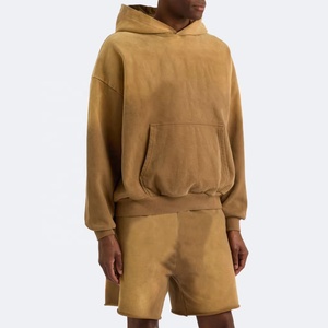 Felpa con Cappuccio da <span class=keywords><strong>Uomo</strong></span> in Cotone 100% di Alta Qualità, 420gsm, French Terry, Lavaggio Acido, Personalizzabile, Stile Distressed - Product Image 3