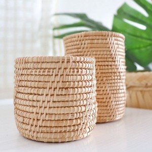 Sustainable Rattan Cutlery Organizer Round Weaving Storage Tube <b>for</b> <b>Dining</b> <b>Table</b> <b>Desk</b> Stationery and Household Item Storage - Product Image 4