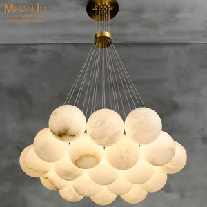 Lámpara <span class=keywords><strong>de</strong></span> Techo Moderna <span class=keywords><strong>de</strong></span> Lujo con Esferas <span class=keywords><strong>de</strong></span> Alabastro, Lámpara Colgante <span class=keywords><strong>de</strong></span> Cobre Hecha a Mano con Control Remoto LED para Sala <span class=keywords><strong>de</strong></span> Estar - Product Image 1