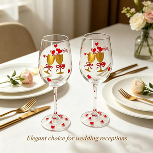 Copas de <span class=keywords><strong>Vino</strong></span> de Cristal sin Plomo de 440 ml con Diseño de Corazón Dibujado a Mano, Regalos para Bodas y San Valentín, Venta al por Mayor - Product Image 1