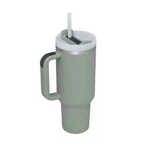 Lebensreise Kaffeebecher individueller Pulverbeschichtung Yety Doppelwand Edelstahl 40 Unzen Becherbecher mit Griff und Strohhalm