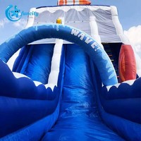 Toboggan aquatique gonflable en PVC rose clair de qualité commerciale pour enfants, équipement de terrain de jeu extérieur personnalisé OEM Funcity pour centre commercial