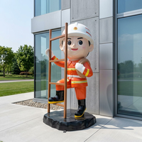 Sculpture de Pompier en Plastique Renforcé de Fibre de Verre - Figurine Thème pour l'Éducation à la Sécurité Incendie