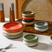 Yurtrain Vente en gros Petit plat en porcelaine finition givrée rétro 3,5 pouces, bols à sauce soja en céramique japonaise Japandi, bols à picots pour la nourriture