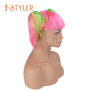 วิกผมสังเคราะห์สีชมพูสีเขียววิกผมอะนิเมะแบบหางม้าคู่สำหรับผู้หญิงวิกผมอะนิเมะแบบปรับได้จากโรงงาน - Product Image 2