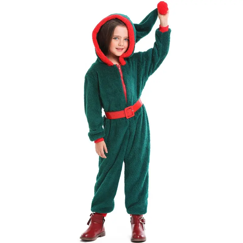 Terciopelo coral verde oscuro disfraz de Navidad Halloween Cosplay disfraz de árbol de Navidad