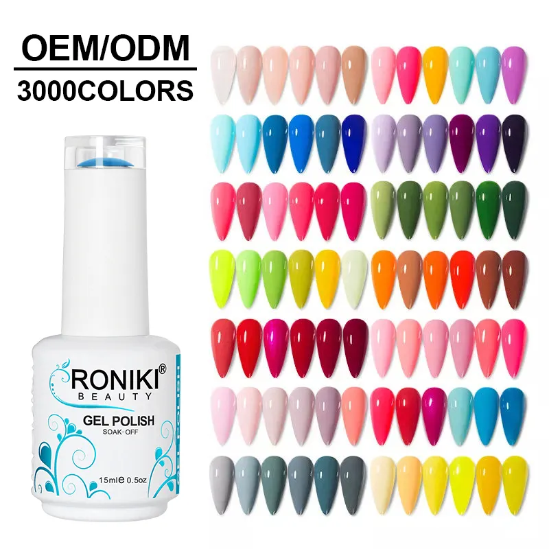 RONIKI couleur gratuite OEM marque privée logo personnalisé vernis Gel UV Led Gel OEM vernis à ongles en gros