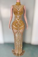 Robe longue de soirée sexy sans manches à sequins et strass, grande taille, pour femme, idéale pour les banquets, les célébrations, le tapis rouge, les bals de promo et les tenues de club