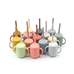 Vaso de silicona sin BPA para bebés, de calidad alimentaria, con pajita, para niños pequeños, para comer, beber agua, vajilla infantil - Product Image 4