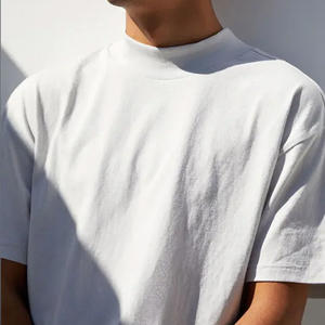 T-shirt en coton uni à épaules tombantes, personnalisable avec logo de marque, coupe oversize et carrée, t-shirt vierge épais pour homme - Product Image 3