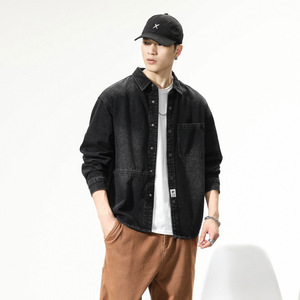 Veste décontractée en denim lourd de style américain pour homme, nouvelle mode printemps-automne, marque élégante, travail ample, grande taille, chemise d'automne - Product Image 3
