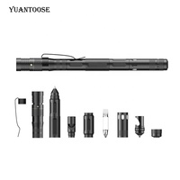 Kit de survie professionnel en randonnée, stylo tactique multifonctionnel d'auto-défense en plein air avec lumière Led