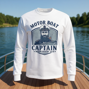 T-shirt à manches longues pour capitaine de bateau à moteur, col rond unisexe, vêtements de navigation en ponton - Product Image 3