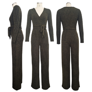 En Çok Satan Moda Kış Tulumu Kadınlar V Yaka Altın Gü<span class=keywords><strong>m</strong></span>üş İşlemeli Kumaş Zarif Tulum Bayanlar İçin - Product Image 5