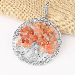Pendentif de collier en cristal 7 chakras, bijou bohème, fait à la main, Design d'<span class=keywords><strong>arbre</strong></span> de vie, nouvelle collection - Product Image 2