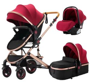 Siège <span class=keywords><strong>auto</strong></span> poussette pour enfants de 3 ans, en lin, quatre roues, pliable, absorption des chocs, cadre en alliage d'aluminium, capacité de charge de 20 kg - Product Image 1