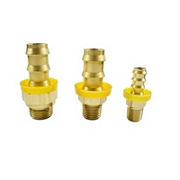 Raccord hexagonal en laiton forgé de haute qualité avec filetage mâle, embout cannelé pour tuyau et bague jaune, raccord en laiton