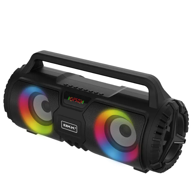 Altoparlante BT senza fili super bass nuovo suono chiaro di fabbrica portatile con maniglia altoparlante karaoke boombox con luci a LED