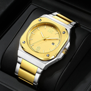 Montre San Martin en acier inoxydable, mouvement à quartz carré, montre intelligente de haute qualité pour hommes, montre à quartz de luxe pour hommes, logo - Product Image 3