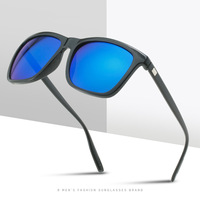 Lunettes de soleil classiques carrées en acétate à monture intégrale avec verres polarisés pour hommes (monture noire/verres noirs) avec protection UV