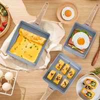 Poêle à Tamagoyaki Sanlang en aluminium moulé bleu avec revêtement céramique antiadhésif, poêle à omelette japonaise