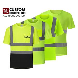 Camisetas de Trabajo de Alta Visibilidad con Bloques de Color y Logotipo Personalizado para Hombre, Camisetas de Trabajo de Seguridad para Trabajadores de la Construcción de Secado Rápido - Product Image 1