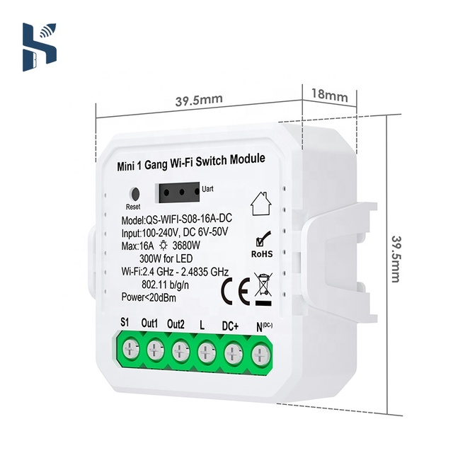 Tuya Smart WiFi Home Relay Switch Module 16A Alexa Voice Control RF Remote Control Wall Mini Circuit Breaker Dry Contact 12V 24V