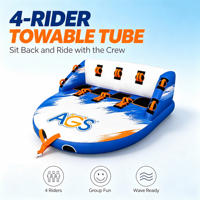 Bouée tractable pour 4 personnes pour la navigation, tube aquatique gonflable en PVC pour 4 personnes, flotteur tractable pour bateau avec housse en nylon pour lac et océan