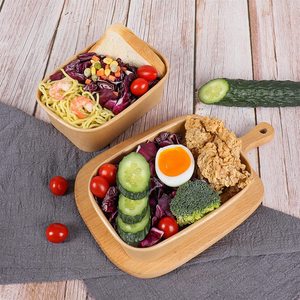 Wadah makanan sekali pakai wadah makan siang bungkus kertas Kraft wadah makanan makanan makanan Salad mie kotak kertas makan siang - Product Image 2