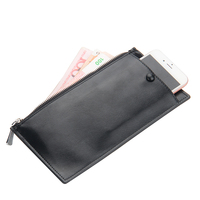 Dompet Kulit Pria Baellerry Desain Baru, Penjepit Uang dan Kartu dengan Ritsleting, Tipis Tanpa Lipatan