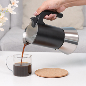 Nueva <span class=keywords><strong>cafetera</strong></span> y espresso de estufa de <span class=keywords><strong>4</strong></span> <span class=keywords><strong>tazas</strong></span> de <span class=keywords><strong>acero</strong></span> <span class=keywords><strong>inoxidable</strong></span>, olla Moka <span class=keywords><strong>italiana</strong></span> con mango de madera - Product Image 2