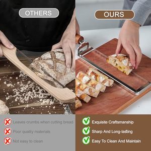 <span class=keywords><strong>Cuchillo</strong></span> para Pan con 6 Marcas de Medición Precisas, <span class=keywords><strong>Cuchillo</strong></span> para Pan de Acero Inoxidable con Hoja Dentada y Mango de Madera - Product Image 2