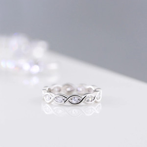 Marquise bande demi-éternité bague en diamant en argent Sterling mariage fiançailles cadeau de mariée laboratoire créé diamants pour les mariages - Product Image 4