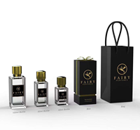 Ensemble d'emballage de parfum de luxe avec logo personnalisé, flacon de parfum en verre transparent de 30/50/100 ml, couvercle doré, boîte cadeau rigide avec poignée et sac fourre-tout