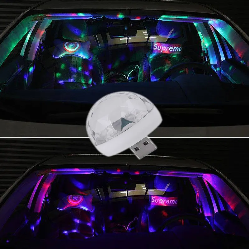 무대 DJ RGB 스트로브 매직 볼 디스코 빛 usb 자동차 분위기 램프 내부 주변 스타 라이트