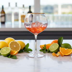 <span class=keywords><strong>Copa</strong></span> de Vino con Forma de Globo Personalizada al por Mayor Samlife-BL19518, <span class=keywords><strong>Copa</strong></span> de Ginebra Tónica de Color <span class=keywords><strong>Rosa</strong></span> con Borde Dorado - Product Image 1