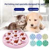 Bol d'alimentation en silicone pour chats et chiens, anti-glouton et anti-stress, avec motif patte de chat et fleur, et plaque à lécher