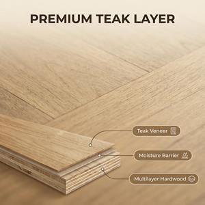 Parquet multicouche en <span class=keywords><strong>teck</strong></span> birman ENF brossé clair, dimensions 1210x192x14/0,6 mm, pour espaces résidentiels haut de gamme - Product Image 1