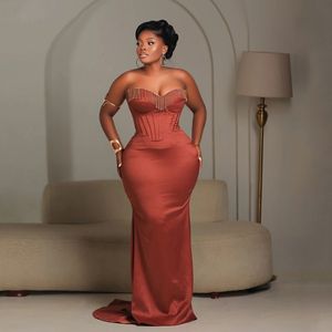 فستان سهرة أفريقي للنساء، فستان حورية البحر المثير للحفلات، فساتين وصيفات الشرف الساتان الرائعة، فساتين رسمية للفتيات السمراوات قابلة للتخصيص - Product Image 1